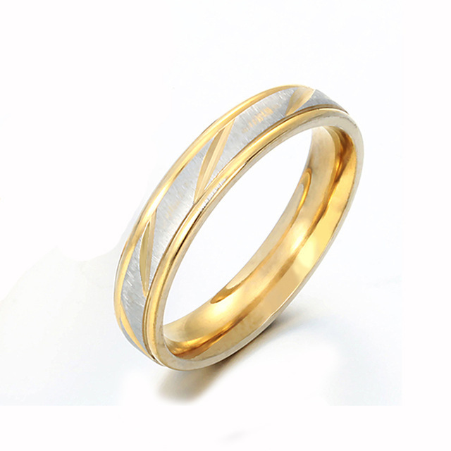 Gold Stainless Steel Wedding Rings for Lovers 4/6 MM Women Men Couple Rings Dropshipping