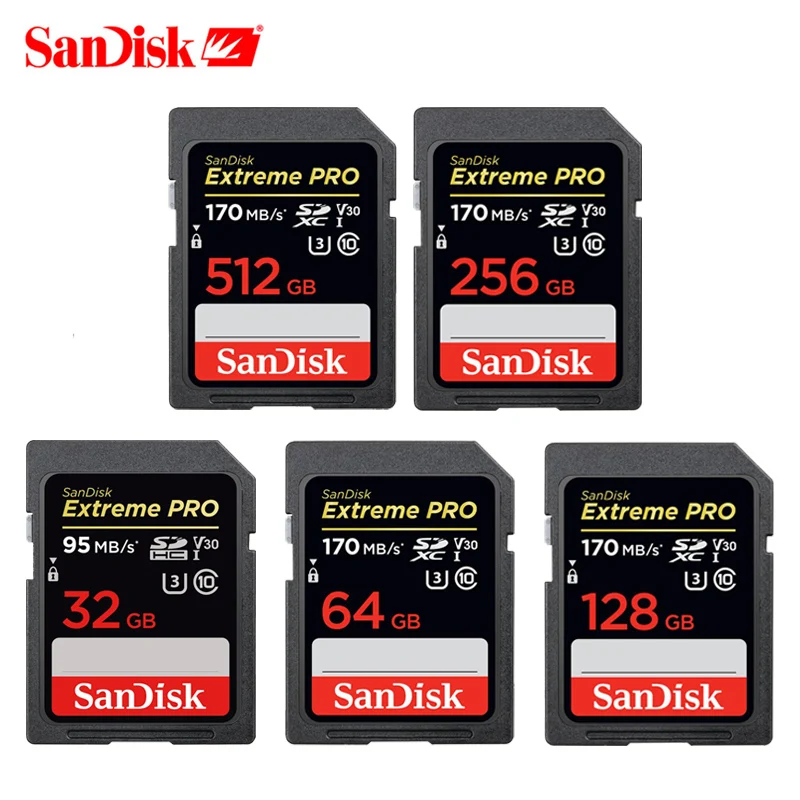 SanDisk SDHC/SDXC SD карта памяти 16 ГБ 32 64 Гб 128 256 класс 10 U1 U3 V30 4K 512 Экстрим Pro флэш