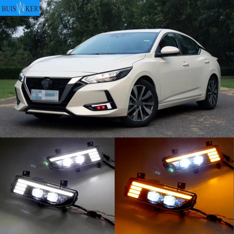 LED DRL během dne běžecký světel mlha světel kroutit signál lampa pro nissan x-trail tulák qashqai kicks sylphy sentra 2017-20