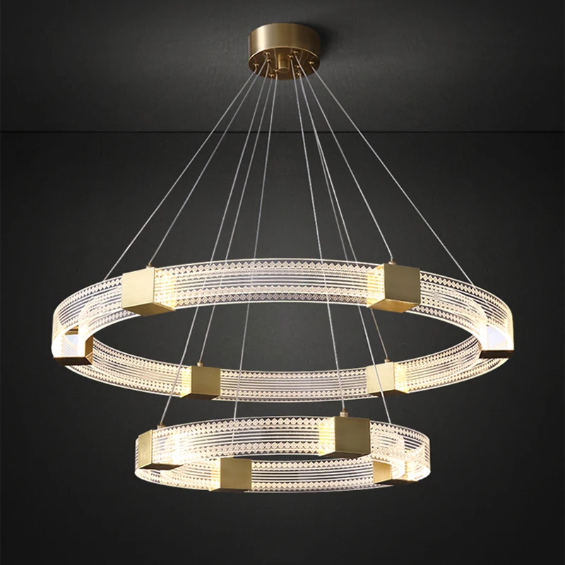 

Modern LED Light Guide Ring Chandelier Lighting Double Layer Acrylic Luxurious Chandeliers for Living Room Hanging Lamps Lustre