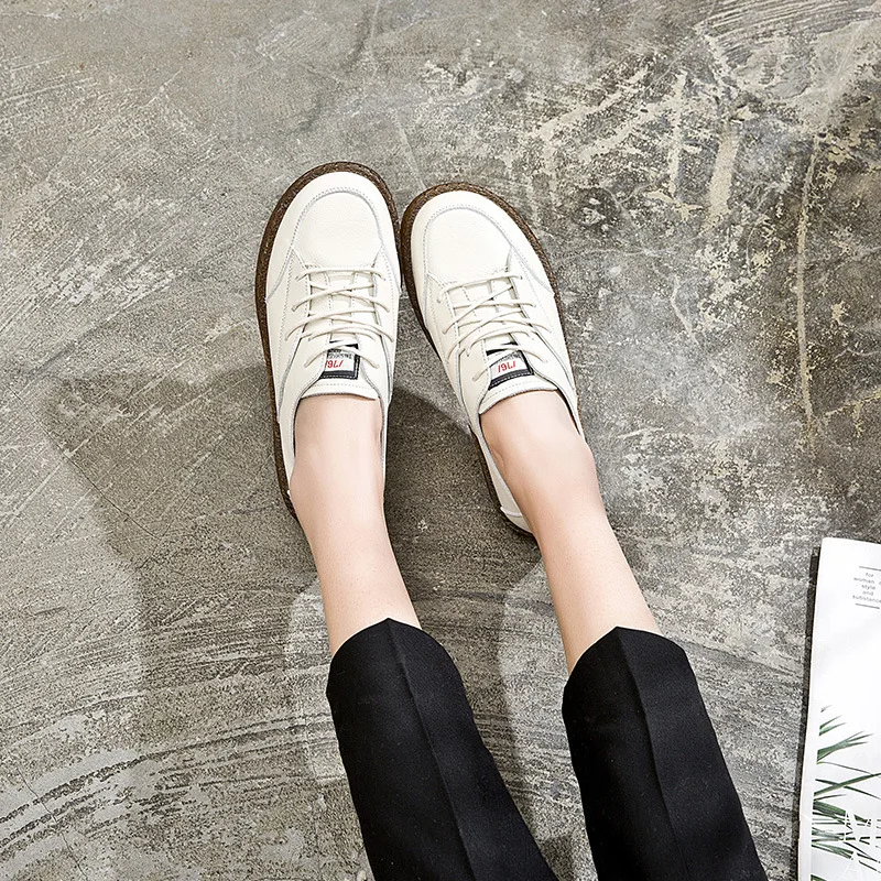 2019 новые модные повседневные туфли из мягкой кожи на весну и осень женская обувь