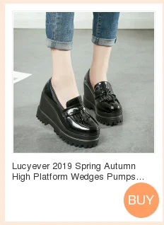 Lucyever/женская кожаная обувь на высокой платформе; коричневые туфли-лодочки с петлей на пятке; модная женская повседневная обувь на толстой подошве с заклепками и пряжкой