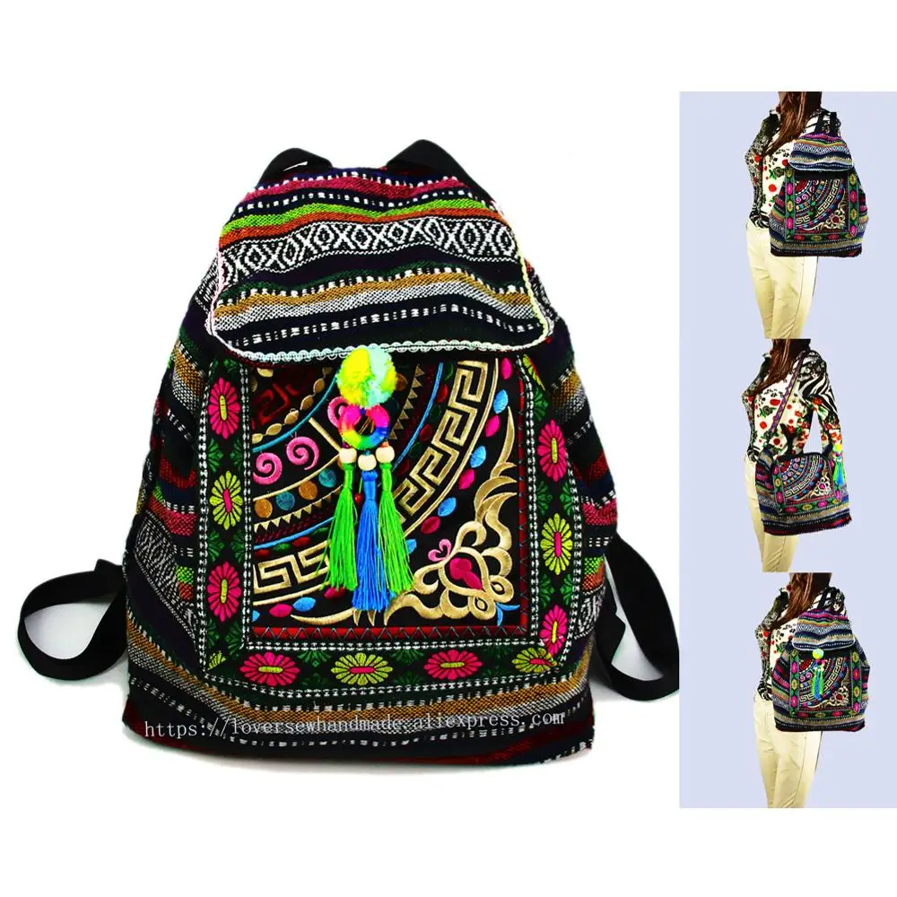 Tribal Vintage Hmong Thai Indiano Etnico Del Ricamo Della Boemia zaino a  tracolla hippie etnico sacchetto dello zaino del sacchetto taglia L SYS  567B|backpack bag|bohemian rucksackbag backpack - AliExpress