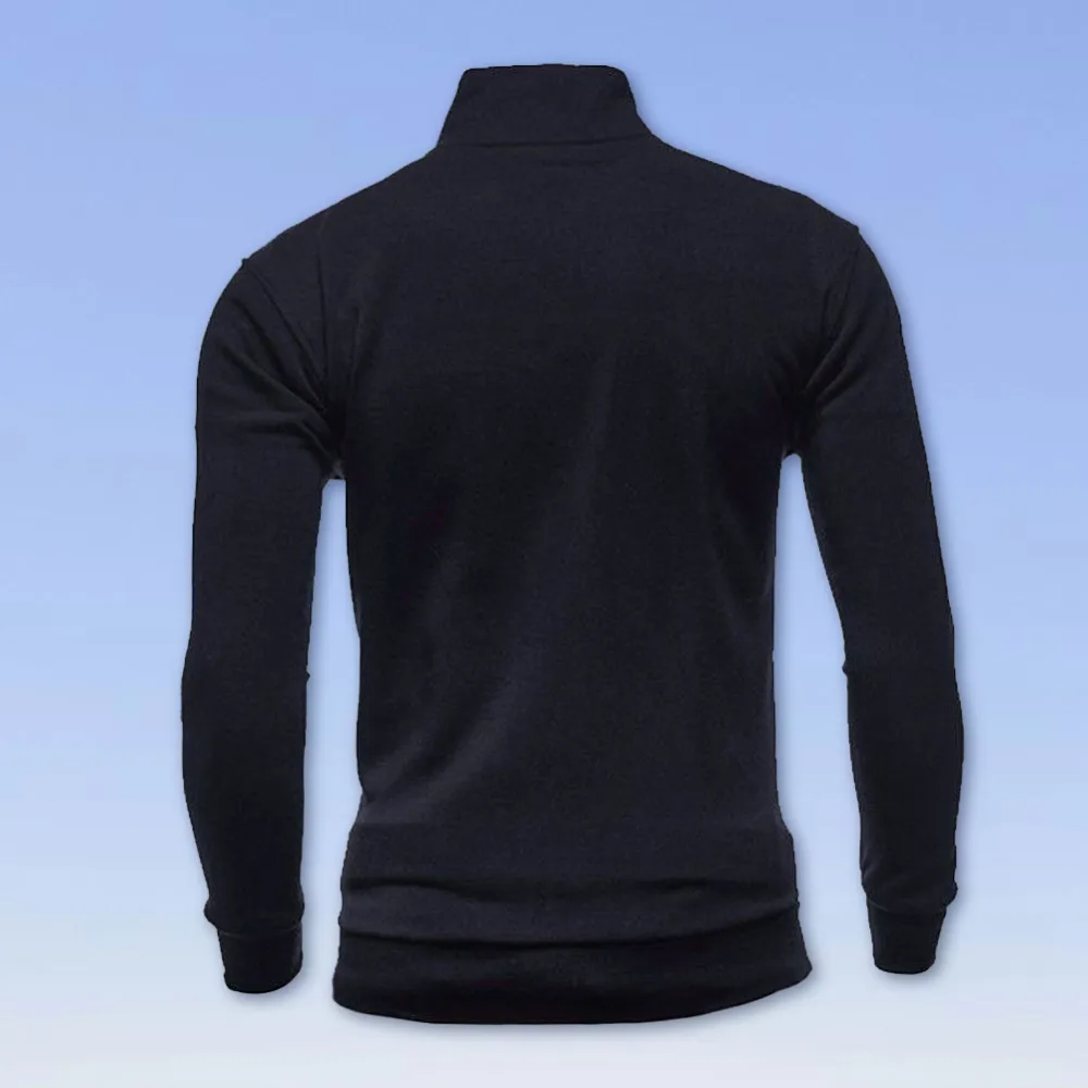 Men Autumn Long-Sleeves Stand Collar Cardigan Zipper solid color Sports Sweatershirt Coat