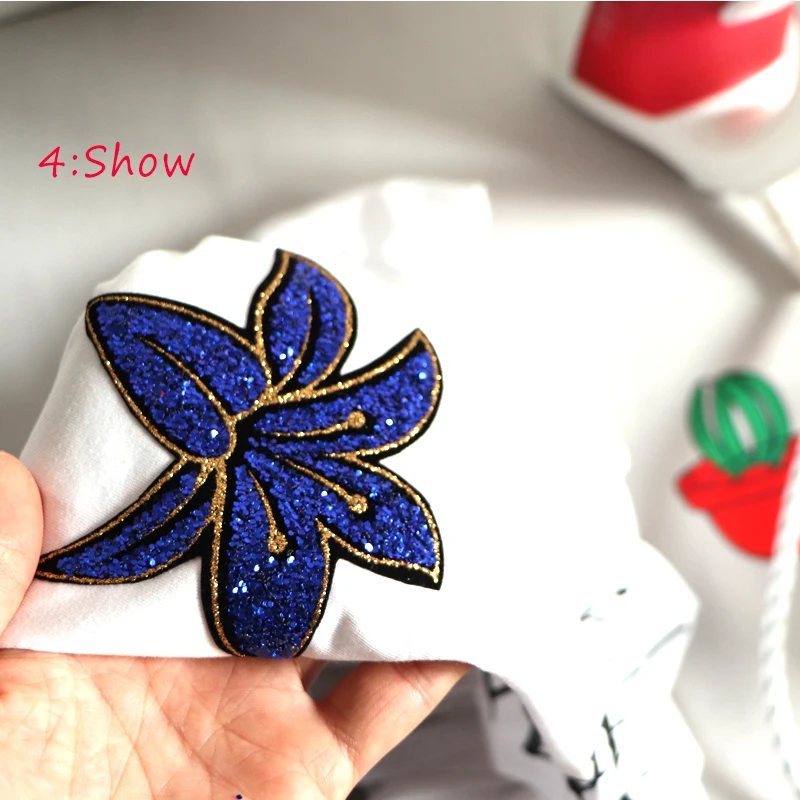 Новое поступление Bluelover цветы нашивки исправленное железо на Стразы блесток мотив вышивка аппликация для женщин Одежда патч