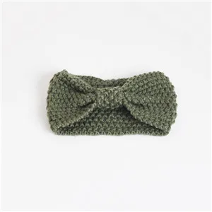 Olive green Вязанные женские повязки для волос в Корейском стиле, повязки на голову с бантом для девушек, Женские аксессуары для волос, повязки на голову - Цвет: Olive green
