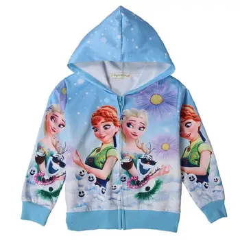 

Girls Jackets Anna Elsa Baby Jacket Thin Style Cotton Spring And Autumn Kids Jacket Zip Hooded Girls Coat Children Clothing