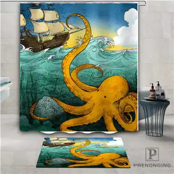 

Custom Octopus art (1) Waterproof Shower Curtain Doormat Home Bath Bathroom Polyester Fabric Multi Sizes#2019-01-12-263