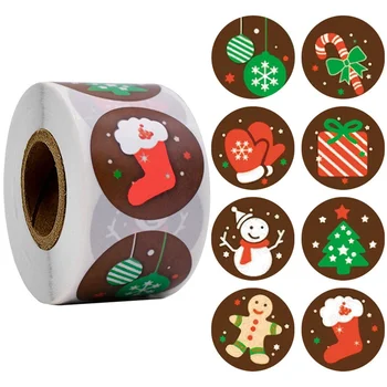 

500 Merry Christmas Kraft Handmade Sticker Card Box Package Santa Thank You Label Sealing Stickers Wedding Decor Party Supplies