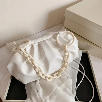 

Color Chain Cloud Bags Big PU Leather Crossbody Bags For Women 2020 Solid Color Lady Shoulder Handbags Female Cross Body Bag