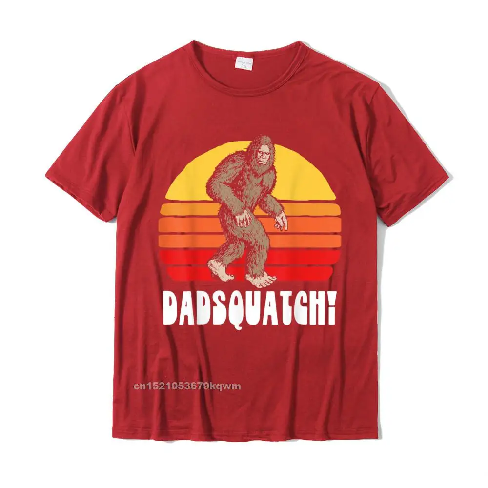 Simple Style Custom T Shirts Designer Thanksgiving Day Short Sleeve Crew Neck T Shirt Cotton Men's Geek Tops Shirt DadSquatch! Funny Bigfoot Sasquatch Dad 80s Sunset Retro T-Shirt__3946 red