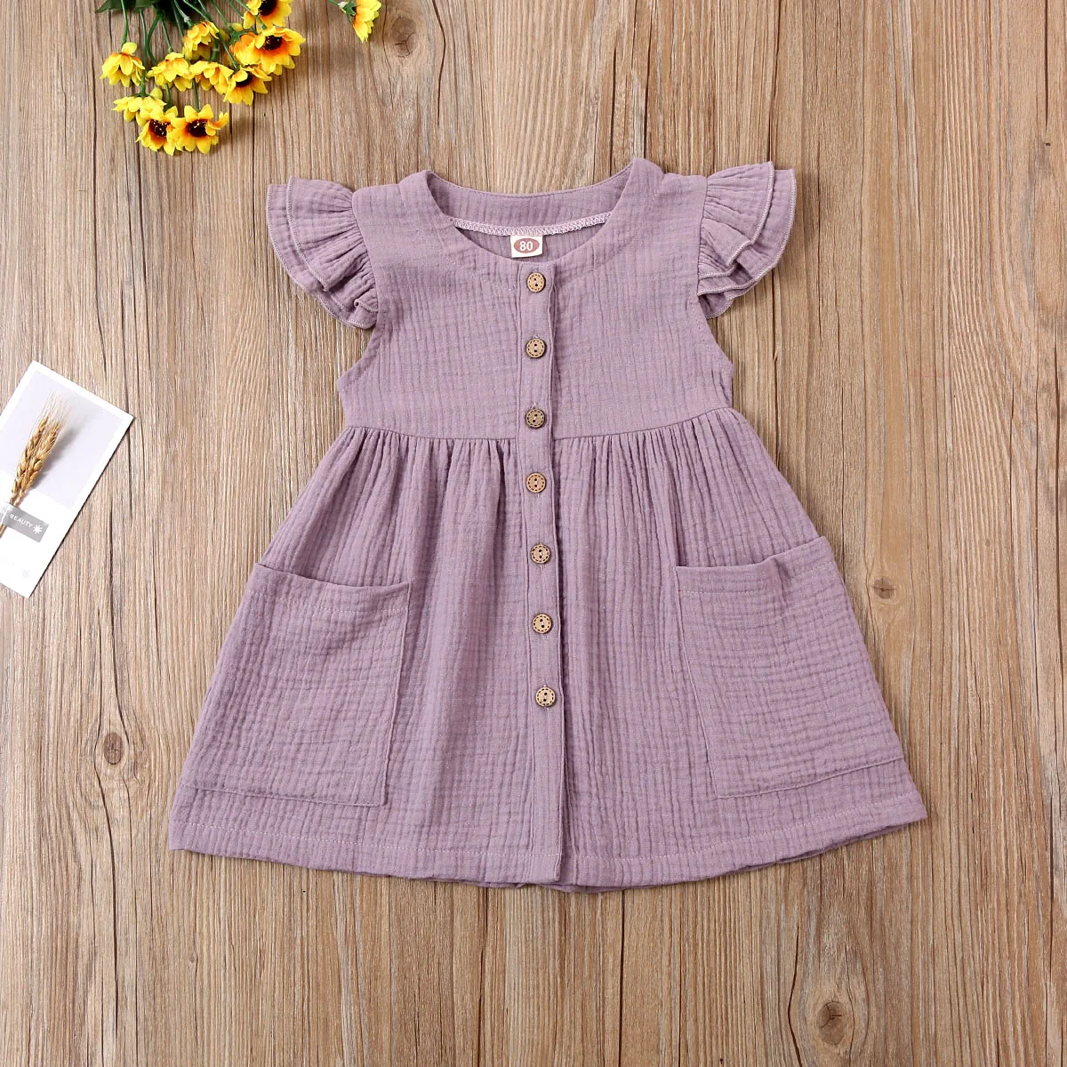 Ma&Baby 1-6Y Summer Toddler Kid Baby Girl Dress Ruffles Sleeves Party Dresses Children Girls Button Pocket Dress D35