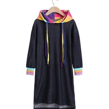 Синие джинсовые длинные футболки, платья для маленьких девочек, осеннее платье с капюшоном и длинными рукавами одежда для детей повседневные Детские платья года