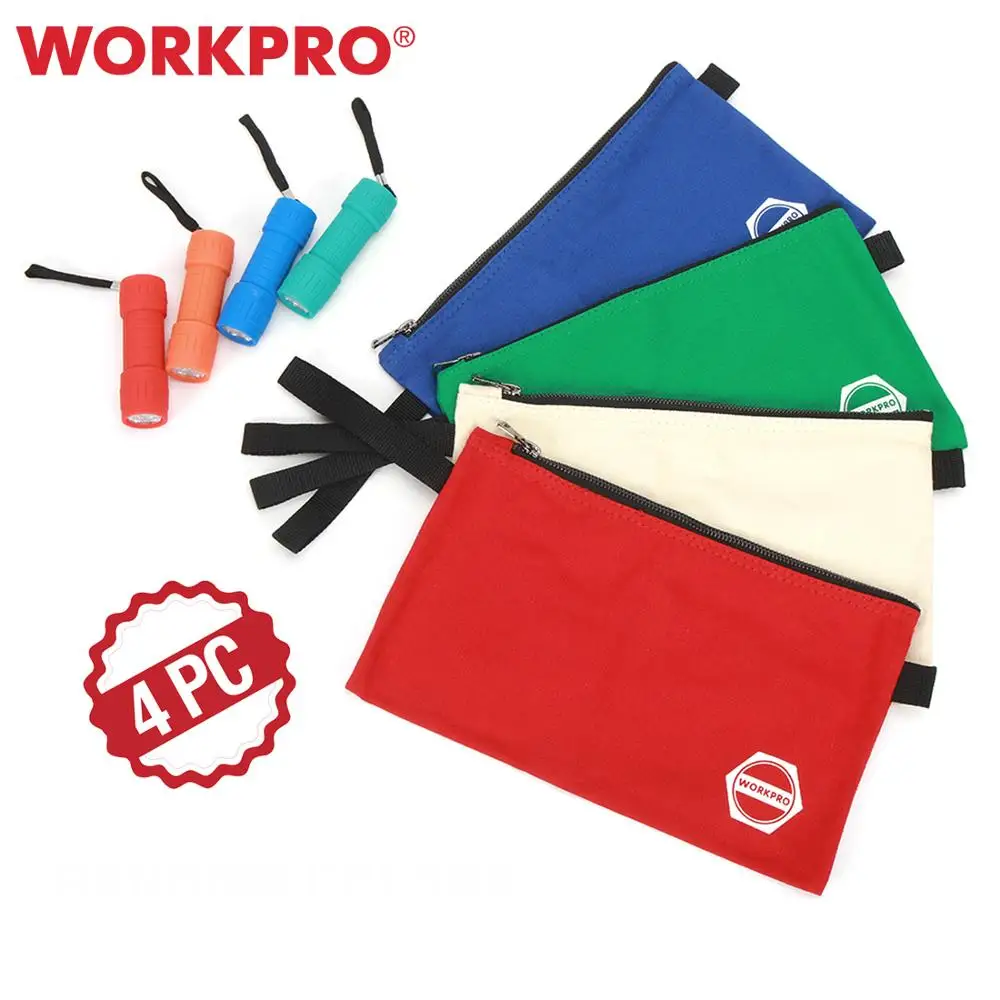 Холщовые сумки для инструментов WORKPRO 4 шт. Женский Органайзер на молнии чехол с