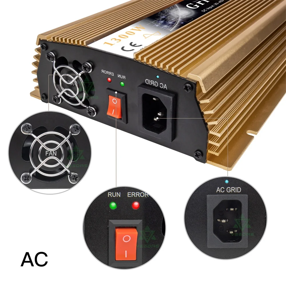 1400W Inverter solare domestico MPPT 18V 24V 30V 36V su griglia convertitore Inverter 110V 220V AC per 36 60 72 celle pannello fotovoltaico - immagine 4