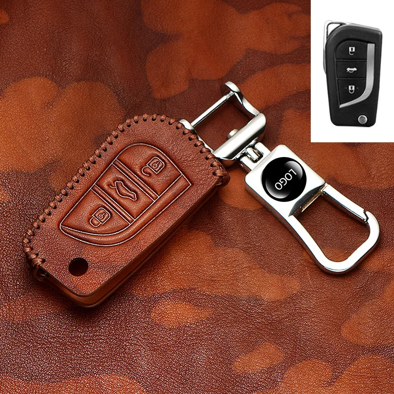 Верхний слой кожаный чехол для ключей для Toyota CHR Auris Corolla Camry Prado Fortuner RAV4 Avensis, Verso Yaris Aygo Scion TC IM