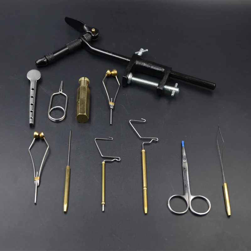 Полный набор инструментов для завязывания мушек с портативной сумкой, включая тиски, Шпульки, ножницы, укладчик волос, набор инструментов для завязывания мух
