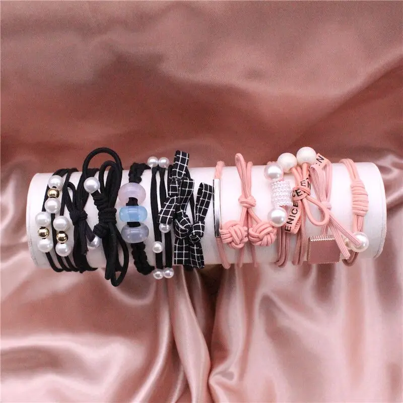 YVLAH 12Ps/Set New Hair Ring Colorful   Rubber Band Sweet Head Rope For Women Girl bride hair clip