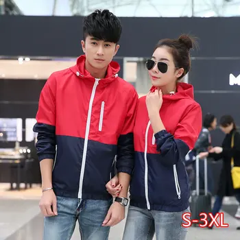 

Windbreaker Men Casual Spring Autumn Lightweight Jacket 2020 New Arrival Hooded Contrast Color Zipper up Jackets Outwear Cheap