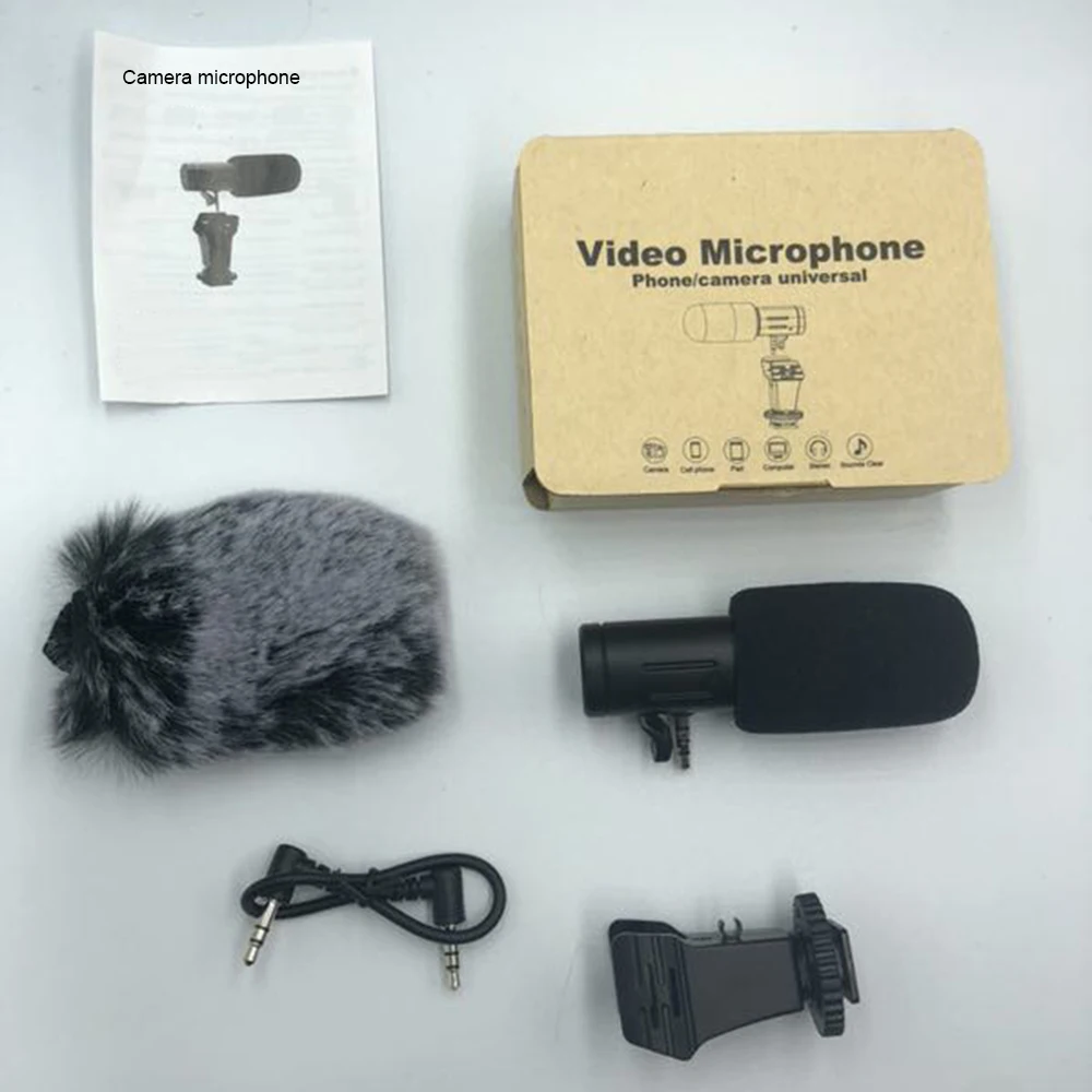 MIC-06 Камера Внешний Микрофон Стерео Мобильный телефон видео Запись микрофон с ручной f-крепление клип для смартфона камеры