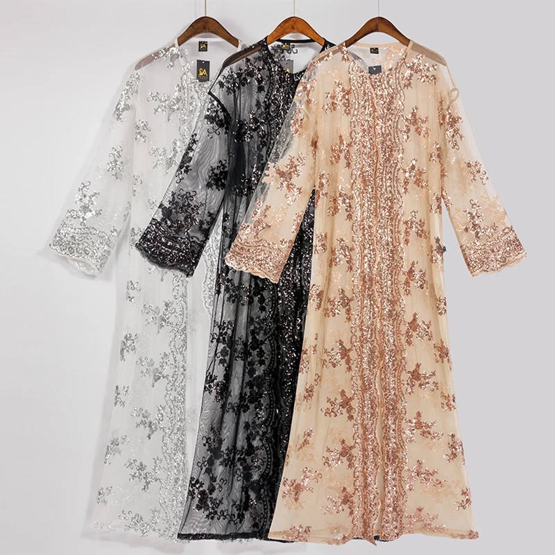Блесток Абаи кимоно мусульманское платье из Дубая хиджаб/Кафтан Абая для женщин джилбаба Рамадан кафтан Турции Elbise Исламская Костюмы