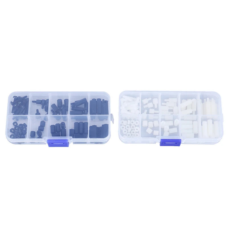 88pcs Plastic M3 Nylon Hex Spacers Screw Nut Column Kit Box Set