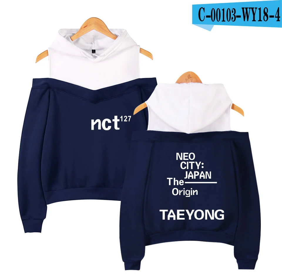 NCT 127 Женская Сексуальная толстовка с открытыми плечами в Корейском стиле, толстовки в стиле хип-хоп, уличная одежда, свитер для женщин, пуловер, Прямая поставка - Цвет: 6
