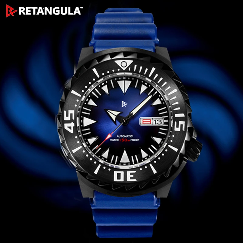 Retangula 機械式およびダイビング用のポケモンウォッチ 黒 ブルー 発光ダイヤル サファイアガラス 自動巻き 男性 Sports Watches Aliexpress