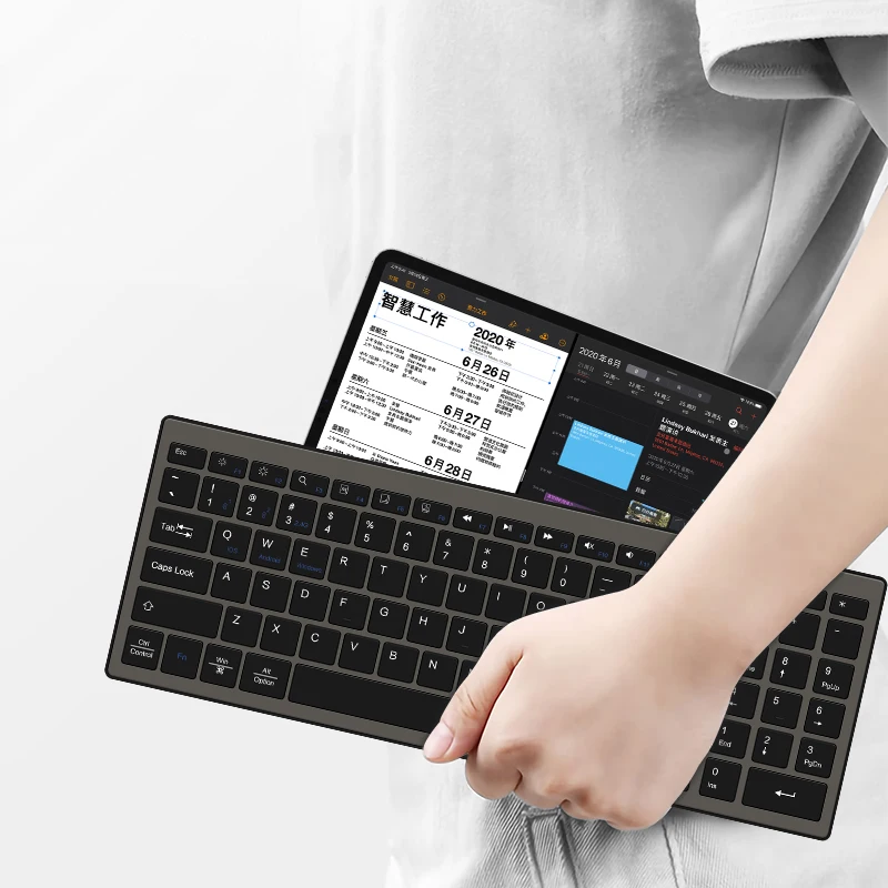 AJIUYU Wireless Keyboard Multi-Device Keyboard Ultra Thin Silent Full-size Bluetooth for Notebook Laptop PC Tablet iPad