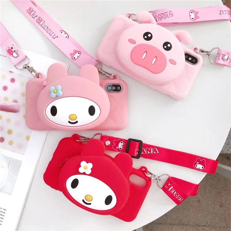 

Cute 3D Melody Cartoon Wallet Soft Silicone Phone Cover Case For iPhone X XS XR 11 Pro MAX 7 8 6 6S Plus XS MAX Cover Capa Funda