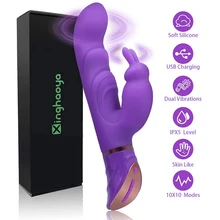 Vibrador do coelho do ponto de g para a estimulação do g-ponto do clitóris, vibrador impermeável do vibrador com estimulador duplo do motor para mulher ou casal