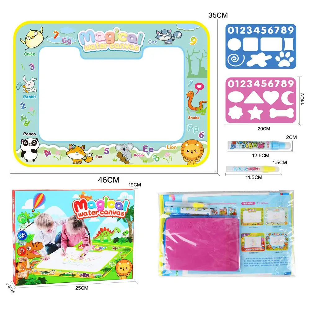 Kuulee Children Large Magic Water Canvas Toy Dinosaur Clear Water Color Graffiti Painting Board Puzzle Toy