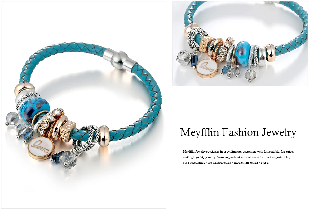 Meyfflin женские амулеты кожаные браслеты и браслеты для женщин ювелирные изделия Модные хрустальные бусины магнит браслет Pulseiras Bijoux подарок