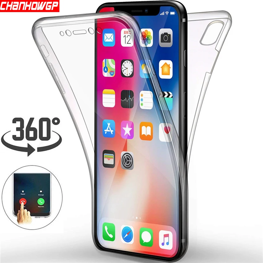 Двойной защитный чехол для iPhone X XS Max XR 11 Pro MAX 360 7 8 6 6s Plus 5 мягкий силиконовый
