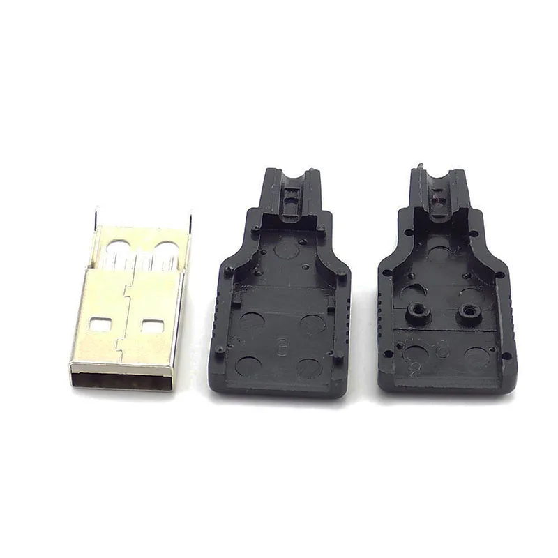 Plug com Capa de Plástico Preto tipo Solda 3 em 1 tipo um Lote Atacado Macho 2.0 Usb Soquete Conector 4 Pinos Diy 500 Pçs - Computers & Electronics