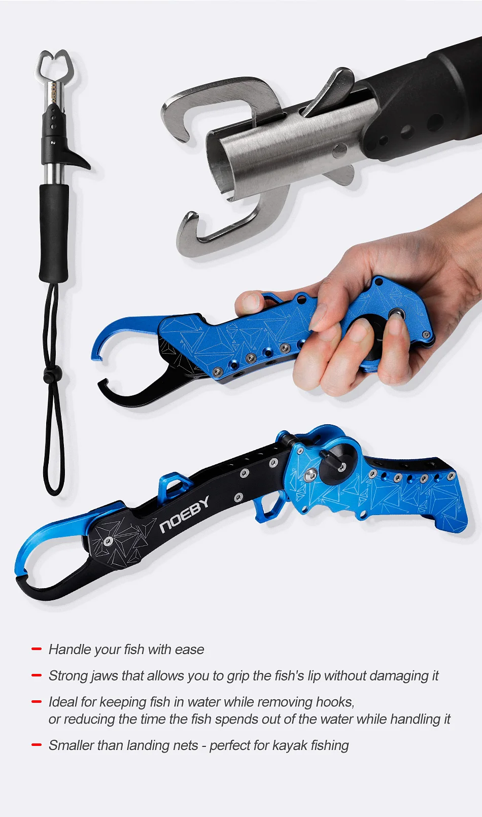 Noeby Angeln Grip Zangen Verschiedene Modelle Fisch Haken Controller Aluminium Legierung Fisch Lip Grip mit Retention Seil Angelgerät – Detail 12