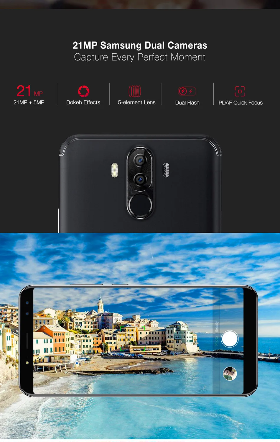 Ulefone power 3 6," 18:9 полноэкранный смартфон 6080 мАч MT6763 Octa Core 6 Гб 64 Гб четыре камеры 21 Мп+ 5 Мп Face ID Android 7,1