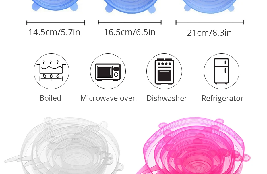 6 шт. набор чаш силиконовые эластичные крышки пластиковые обертывания Крышка для микроволновой печи холодильник свежесть чаша уплотнение кухонные принадлежности