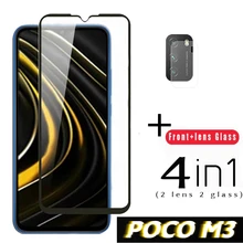 Protecteur d'écran 4 en 1 pour Xiaomi, Film en verre trempé pour Poco M3, F3, M3, X3, GT Pro=