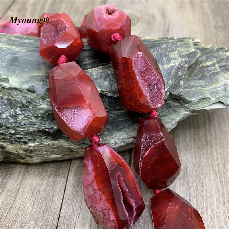 Крупные красные Агаты Жеода Друза кулон бусины натуральный камень Drusy для DIY