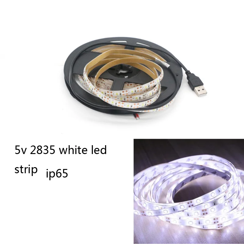 white ip65 USB 5v 2835 SMD фон светильник полосы светодиодный полосы света 60 светодиодный/m 0,5 m-5 m макияж зеркало заполняющий светильник полосы шкаф светильник белый/теплый белый - Испускаемый цвет: white ip65