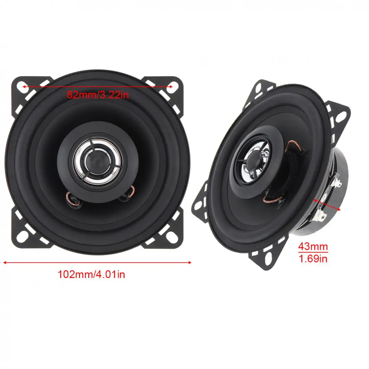 1pcs 4 Inch 10mm 50W 12V 2-Way Car HiFi Coaxial Speaker Vehicle Door Auto Audio Music Stereo Full Range Frequency Speakers