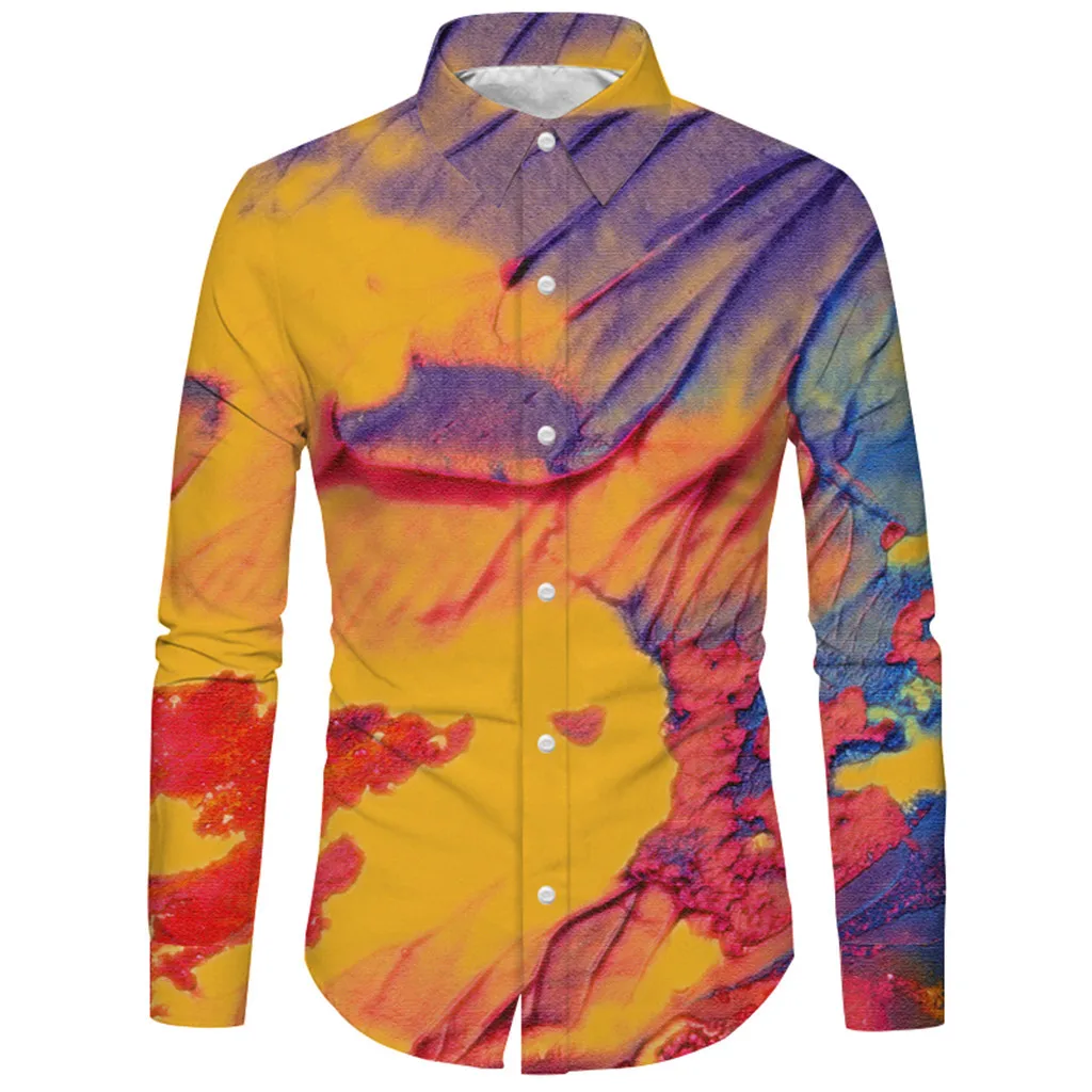 Мужские рубашки camisa Осенняя рубашка Мужская Уличная Мужская рубашка Повседневный пляжный костюм с длинным рукавом Свободная блуза camisa social masculina