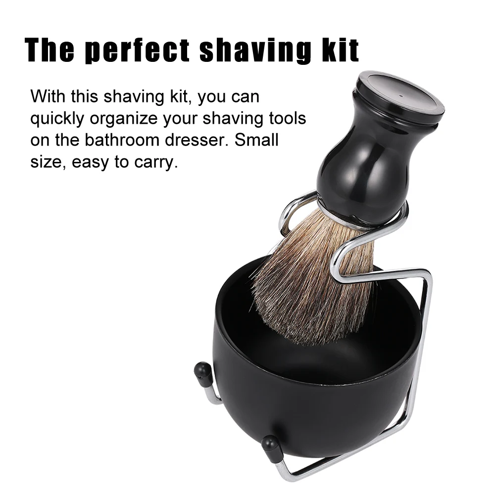 Men Shaving Set with Shaving Soap Bowl Shaving Brush Stand Base Barber Shaving Tools Male Facial Hair Cleaning Bathroom Kit