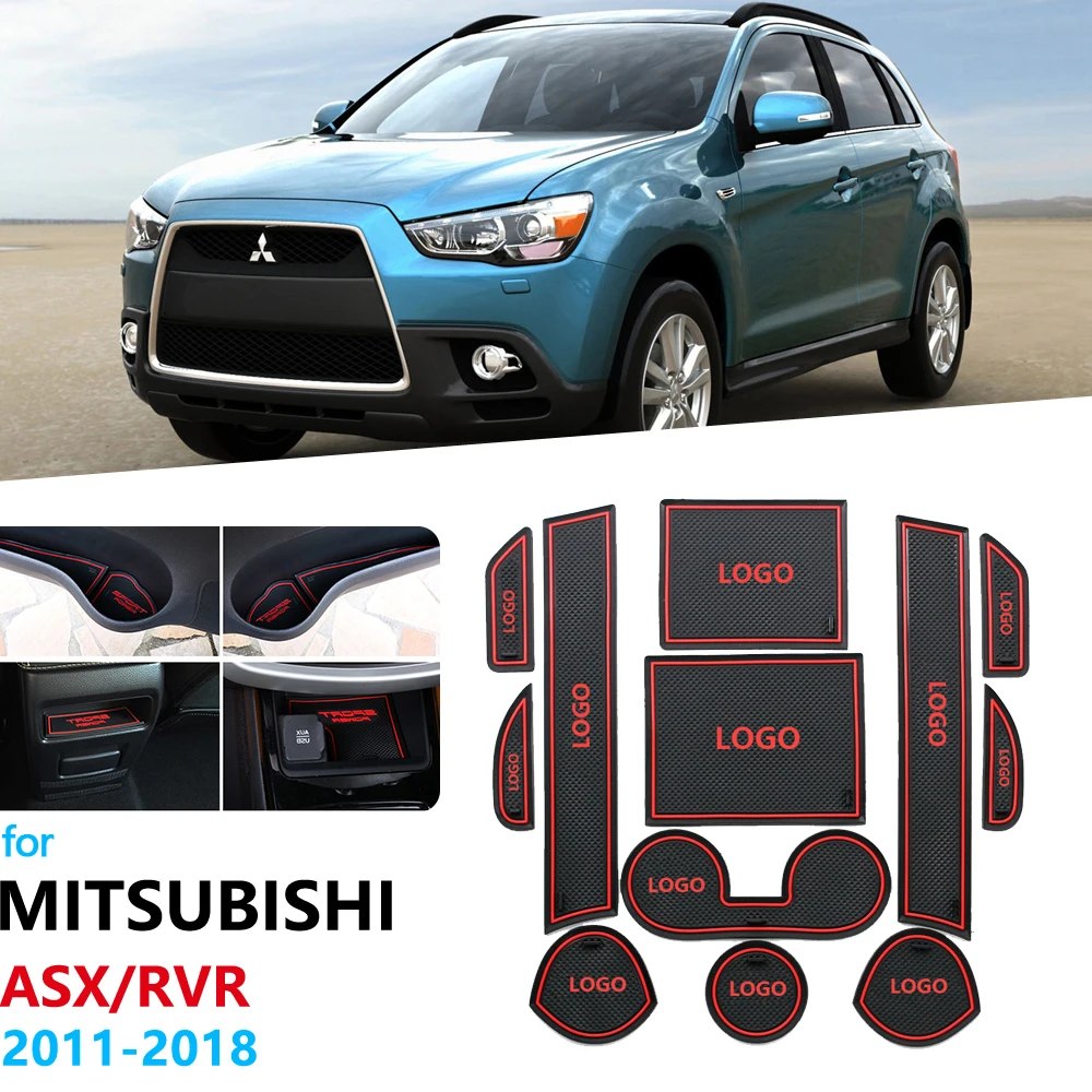 Противоскользящие резиновые ворота слот чашки коврик для Mitsubishi ASX 2011 2012 2013 RVR Outlander спортивные наклейки для автомобиля