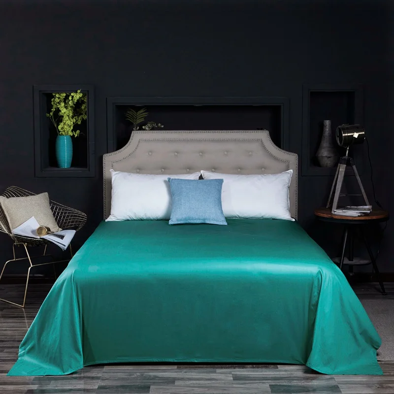 Color 19 20 Solid Colors Egyptian Cotton Bed Sheet Satin Bedspread Long Staple Cotton Mattress Cover White Purple Yellow Bedlinen - Color: Color 19