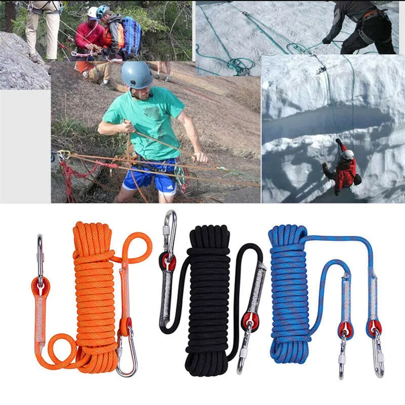 

20m Climbing Rope Safety Mountain Rescue Escape Auxiliary Survival Rock Climbing Cord Lanyard Hiking Camping Climbing Equipment