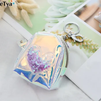 

eTya Fashion Cute Women's Coin Bag Wallet Girl PVC Coin Purse With Key Ring Zipper Mini Change Money Pouch Bags For Kids Girl