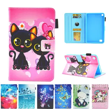 

Case For Amazon Kindle Fire 7 2019 9th 7th 5th Generation Cover For Fire 7 2019 2017 2015 Fashion Cat Painted Funda Stand Capa