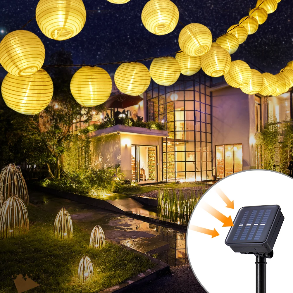 Exterior da Lâmpada Conduziu a Luz de Rua da Guirlanda Conduziu a Luz da Noite da Iluminação do Jardim para a Decoração a Corda Solar 6.5m do Natal da Jarda Conduzida 3 - 5 4 Lâmpadas solares